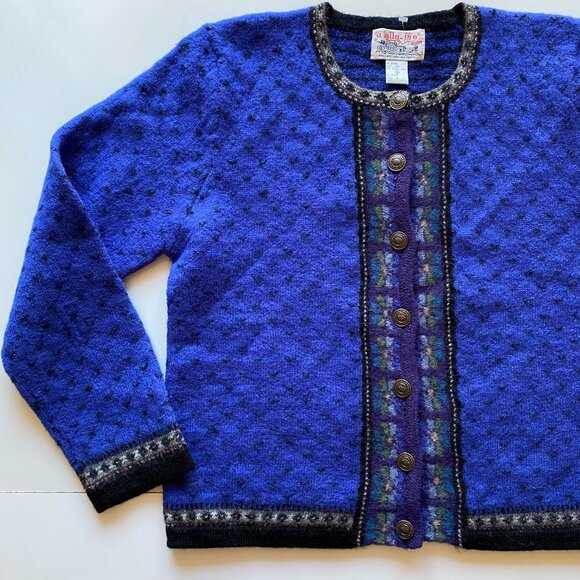 Vintage Tally Ho Cardigan Sweater 100% Wool Women’s Size Large Royal Blue - Picture 13 of 13